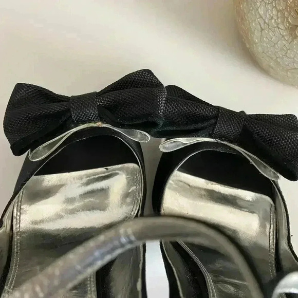 Bebe Hollace Black Peep Toe Heels Size 7 - Picture 7 of 13